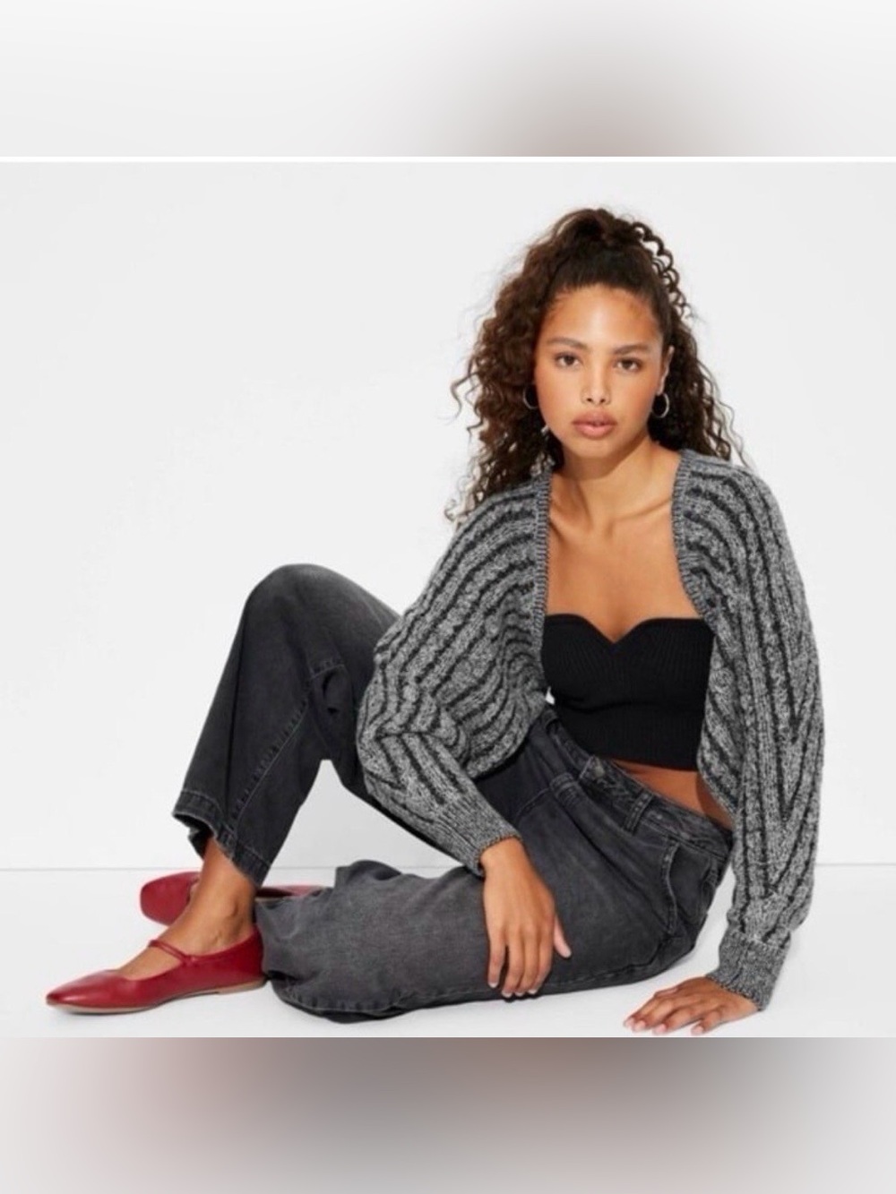 NWT Wild Fable Cropped Striped Cardigan size XL